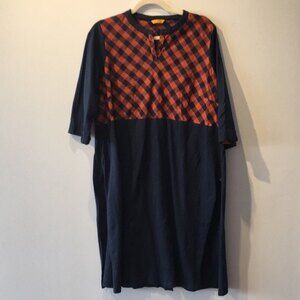 Aurelia XXL Kurta Blue Red Plaid Winter Indian Attire 100% Cotton